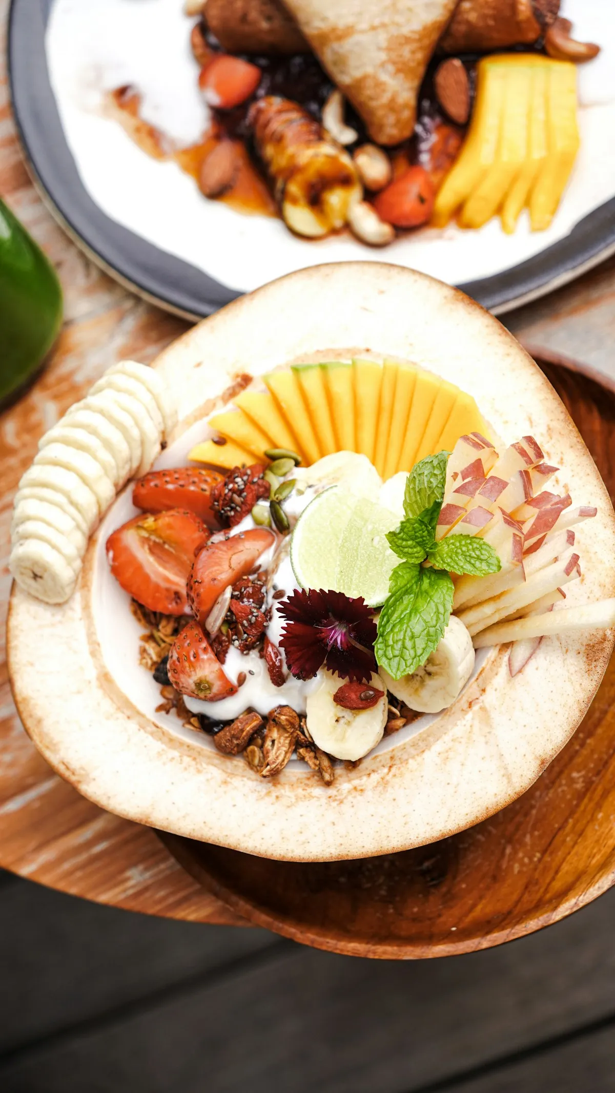 Fresh fruit granola bowl representing a healthy morning wellness routine