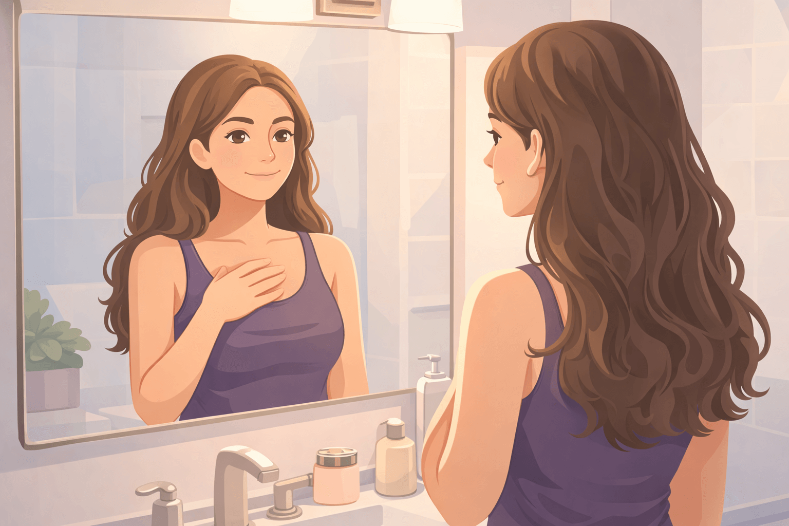 Woman sitting and reflecting in a calm moment