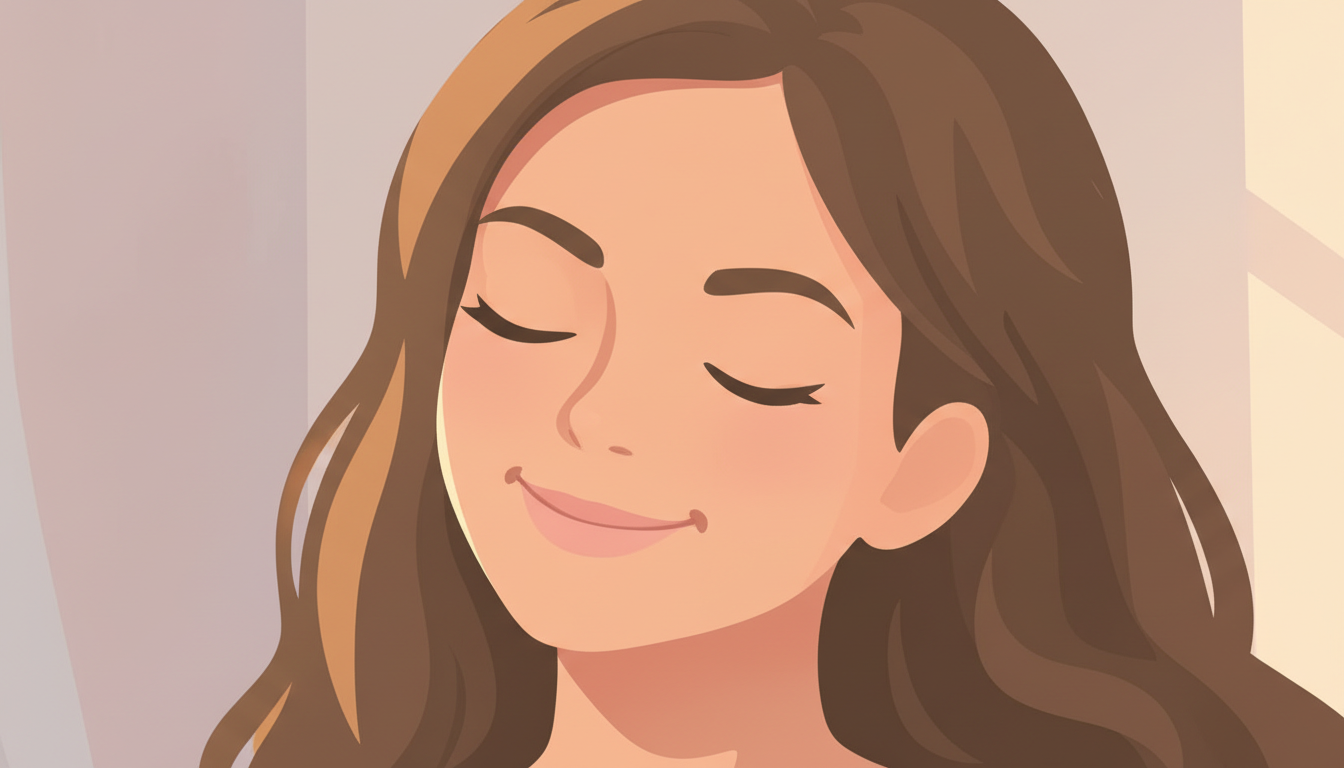 Closeup of a woman with closed eyes practicing a yoga pose