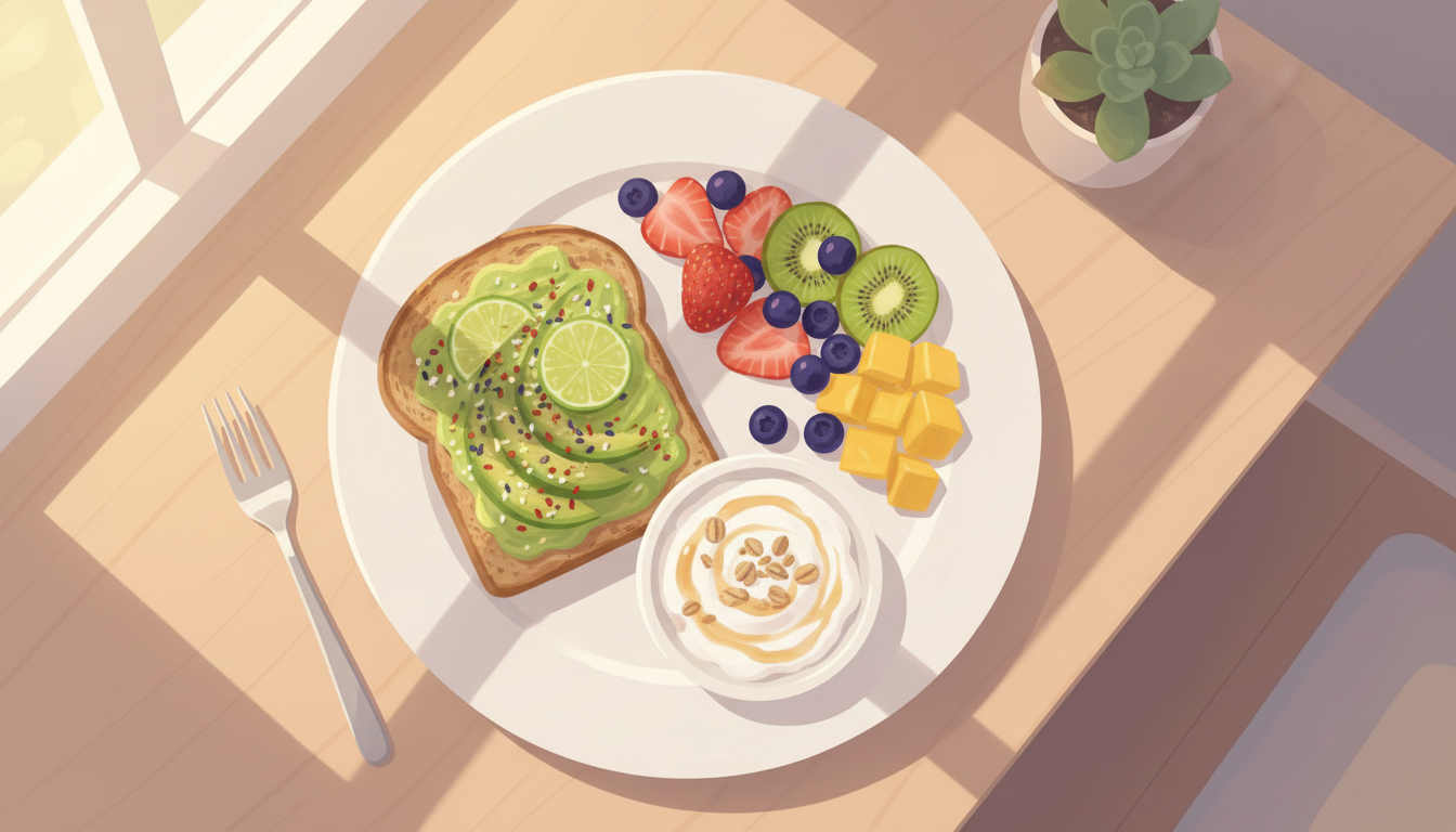 Healthy salmon toast with figs, cheese, walnuts, and tea